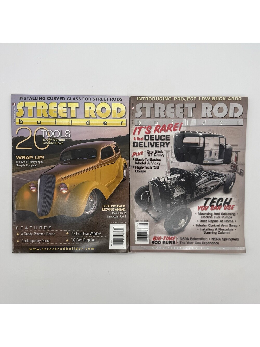 Lot Of 2 Street Rod Builder Magazine, August 2008 & April 2009 Vintage
